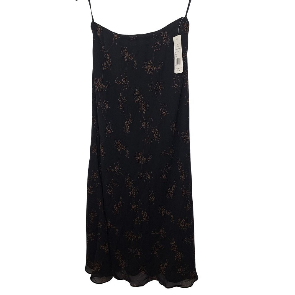 FINITY STUDIO Black Floral !00% Silk Midi Skirt Size 10